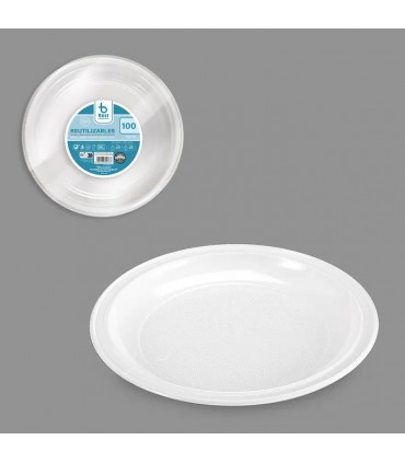 Plato llano de plástico reutilizable 20,5 cm