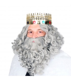 Peluca y barba rey mago gris