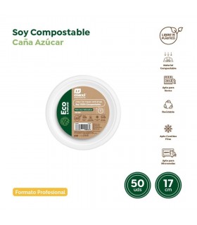 Plato de Postre de Caña de Azúcar Ø17 cm