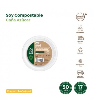 Plato de Postre de Caña de Azúcar Ø17 cm